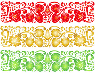 Traditional Russian vector pattern frames set with place for text in khokhloma style. Can be used for card, poster etc.