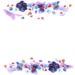 Background with pansies. Invitation. Wedding card. Birthday card.