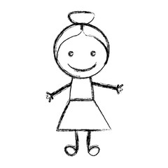 blurred hand drawn silhouette with girl vector illustration