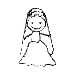 blurred hand drawn silhouette with bride vector illustration