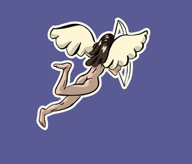 Engel  cartoon tekening uit serie van zes