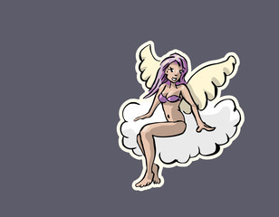 Engel cartoon tekening uit serie van zes