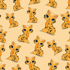 Seamless repeating pattern consisting of kittens.Vector