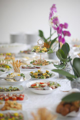 Table with snacks for a buffet table.