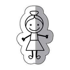 hand drawn sticker silhouette with girl vector illustration