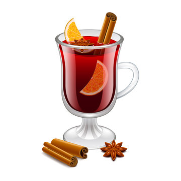Mulled wine glass isolated on white vector