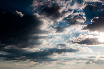 colorful dramatic sky with cloud at sunset