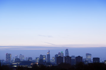 Fototapeta na wymiar UK, London, skyline at blue hour