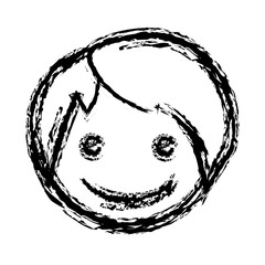 blurred hand drawn silhouette with boy face vector illustration