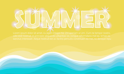 Summer Beach Vacation Set Sand Tropical Holiday Banner Flat Vector Illustration © mast3r