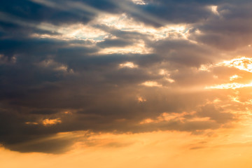 colorful dramatic sky with cloud at sunset
