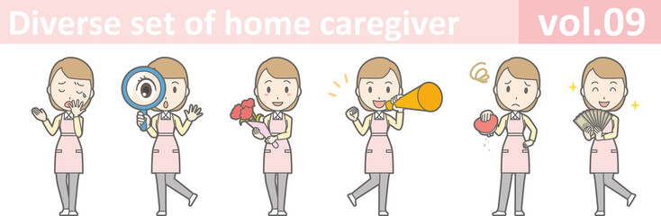 Diverse set of home caregiver, EPS10 vol.09