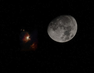 Fototapeta premium Księżyc i Orion