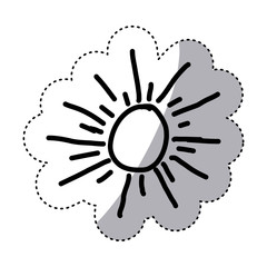 monochrome contour sticker with abstract sun vector illustration