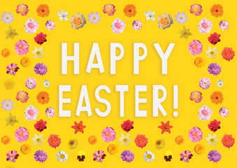 Postcard with flowers. Congratulations to Holy Easter
