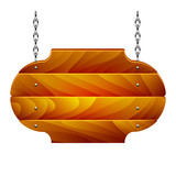 Wooden signboard on chain isolated on white vector