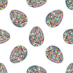 Easter eggs seamless pattern. Abstract holidays vector background in modern style.