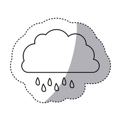 monochrome contour sticker of cloud with drizzle vector illustration