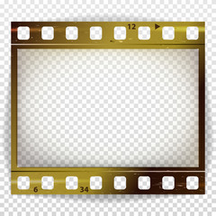 Film Strip Vector. Cinema Of Photo Frame Strip Blank Scratched Isolated On Transparent Background.