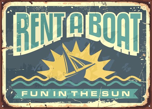 Retro Tin Sign Design For Boat Rentals