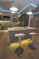 Modern kitchen in a luxury apartment