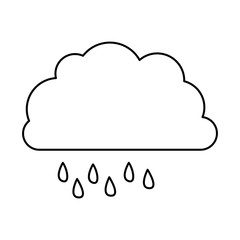 monochrome contour of cloud with drizzle vector illustration