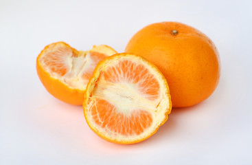 Orange fruit on white background