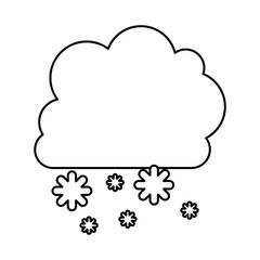 monochrome contour with cumulus of clouds and snow fall vector illustration