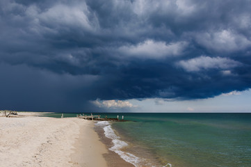 Storm front is formed by the sea, massive clouds