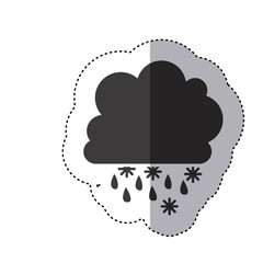 gray silhouette sticker with cumulus of clouds with rain vector illustration