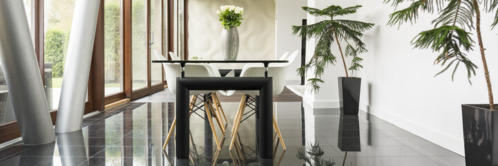 Dining room with plants