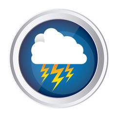 color circular frame and blue background with cloud with lightnings vector illustration