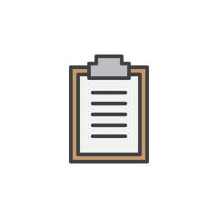Clipboard line icon, filled outline vector sign, linear colorful pictogram isolated on white. Symbol, logo illustration. Editable stroke. Pixel perfect