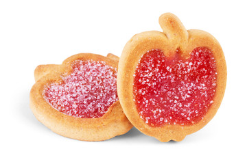 Cookies with fruit jelly, isolated on a white background
