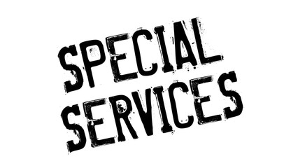Special Services rubber stamp. Grunge design with dust scratches. Effects can be easily removed for a clean, crisp look. Color is easily changed.