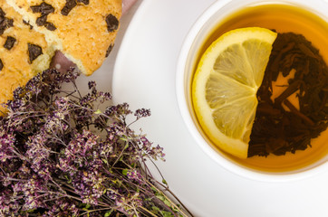 Various kinds of tea on wooden table