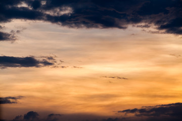 colorful dramatic sky with cloud at sunset