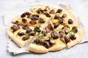 Mushroom pizza with cheese