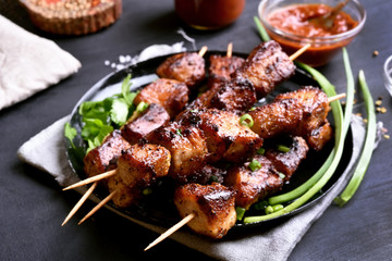 Grilled pork kebabs