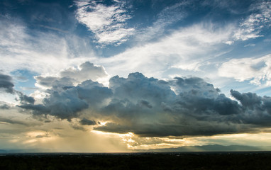 colorful dramatic sky with cloud at sunset