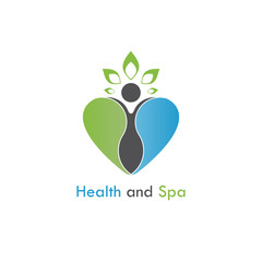 Health & spa vector logo design template.Healthcare & Medical symbol with heart shape.Heart care logo.