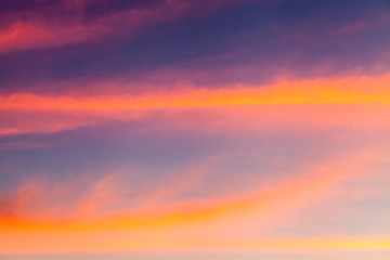 colorful dramatic sky with cloud at sunset