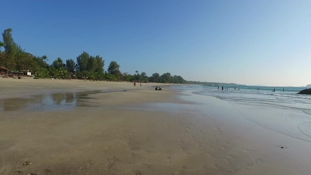 Ngapali Beach at the middle of the day when low tide in Thandwe, Myanmar.