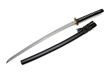 Japanese sword and scabbard with white background