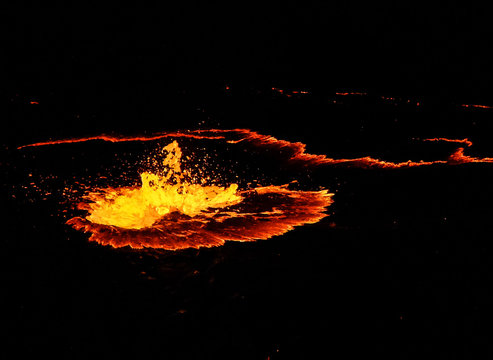 Erta Ale volcano crater, melting lava splash, Danakil depression, Ethiopia