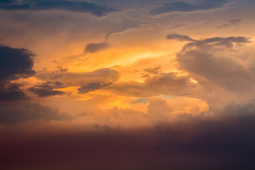 colorful dramatic sky with cloud at sunset