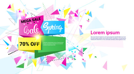 Spring Sale Shopping Special Offer Holiday Banner Flat Vector Illustration