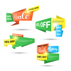 Spring Sale Shopping Special Offer Holiday Banner Set Flat Vector Illustration