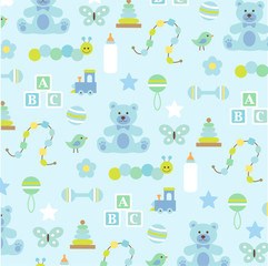 baby boy pattern on blue