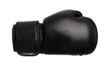 one black boxing mitts on a white background